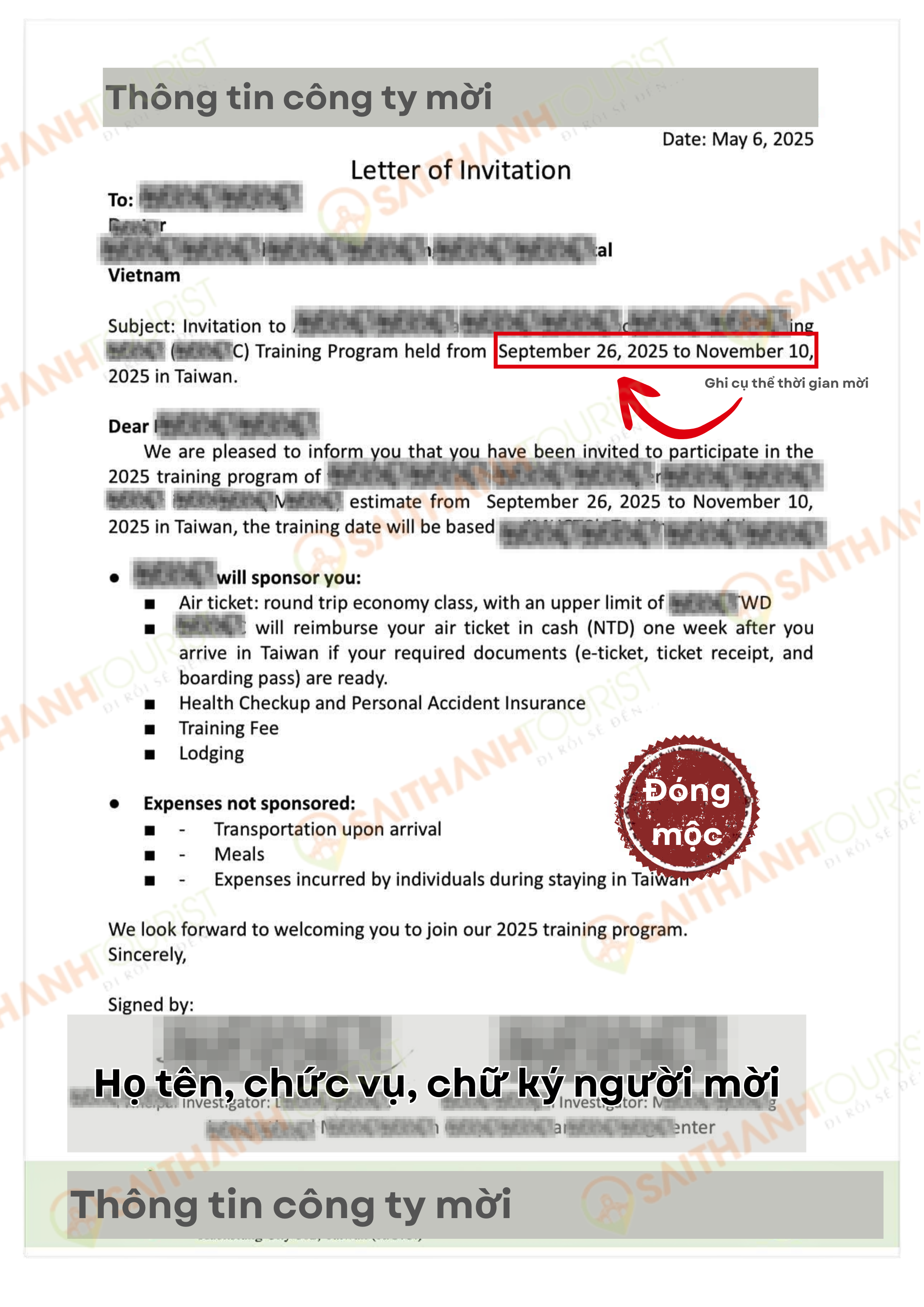 THƯ MỜI CÔNG TÁC CÔNG TY ĐÀI LOAN