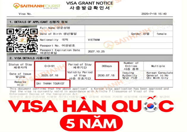 Visa Hàn Quốc 5 Năm