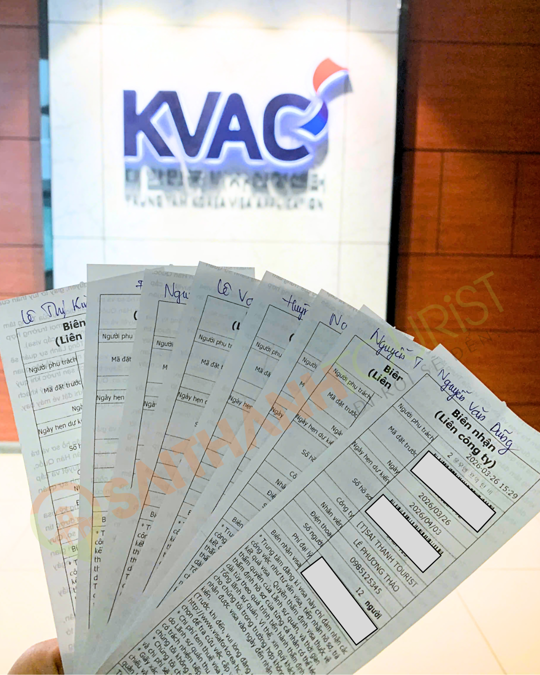 Biên nhận nộp hồ sơ xin visa Hàn Quốc tại trung tâm KVAC của Sài Thành Tourist