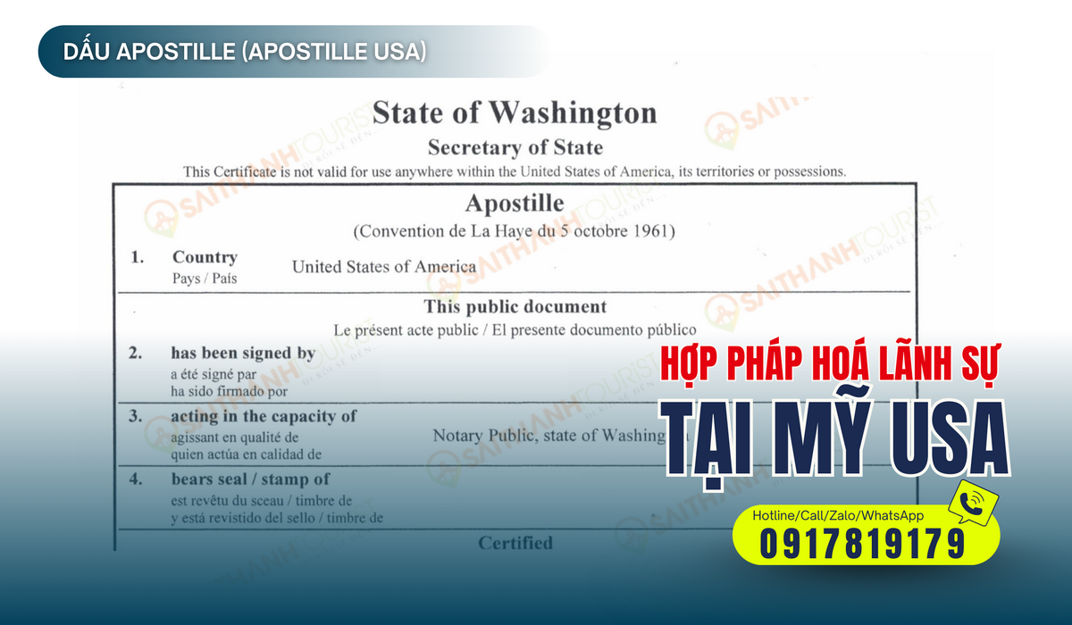 Mẫu dấu Apostille trên bằng đại học Mỹ
