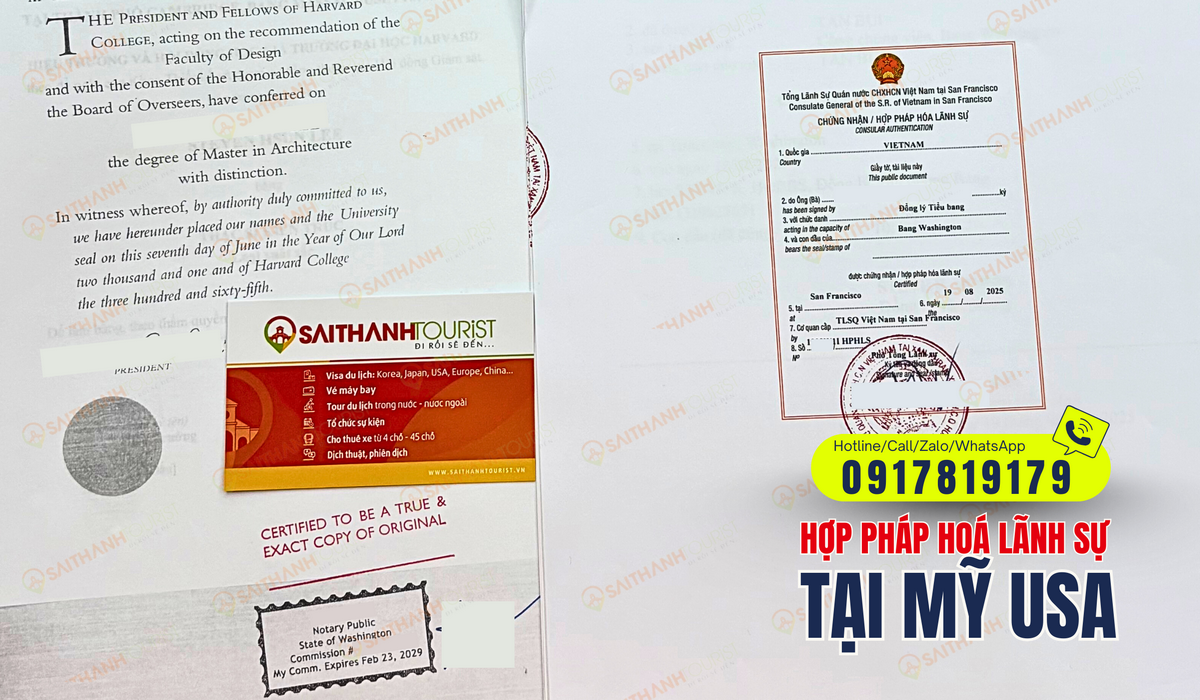Dịch vụ hợp pháp hoá lãnh sữ bằng tốt nghiệp Mỹ