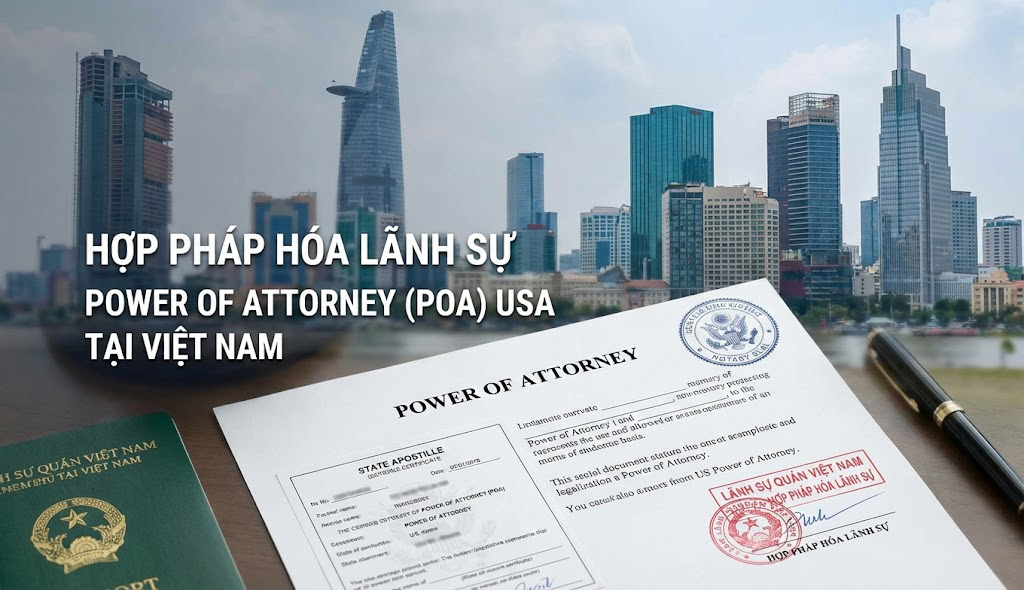 Mẫu dấu Apostille trên giấy ủy quyền power of attorney mỹ