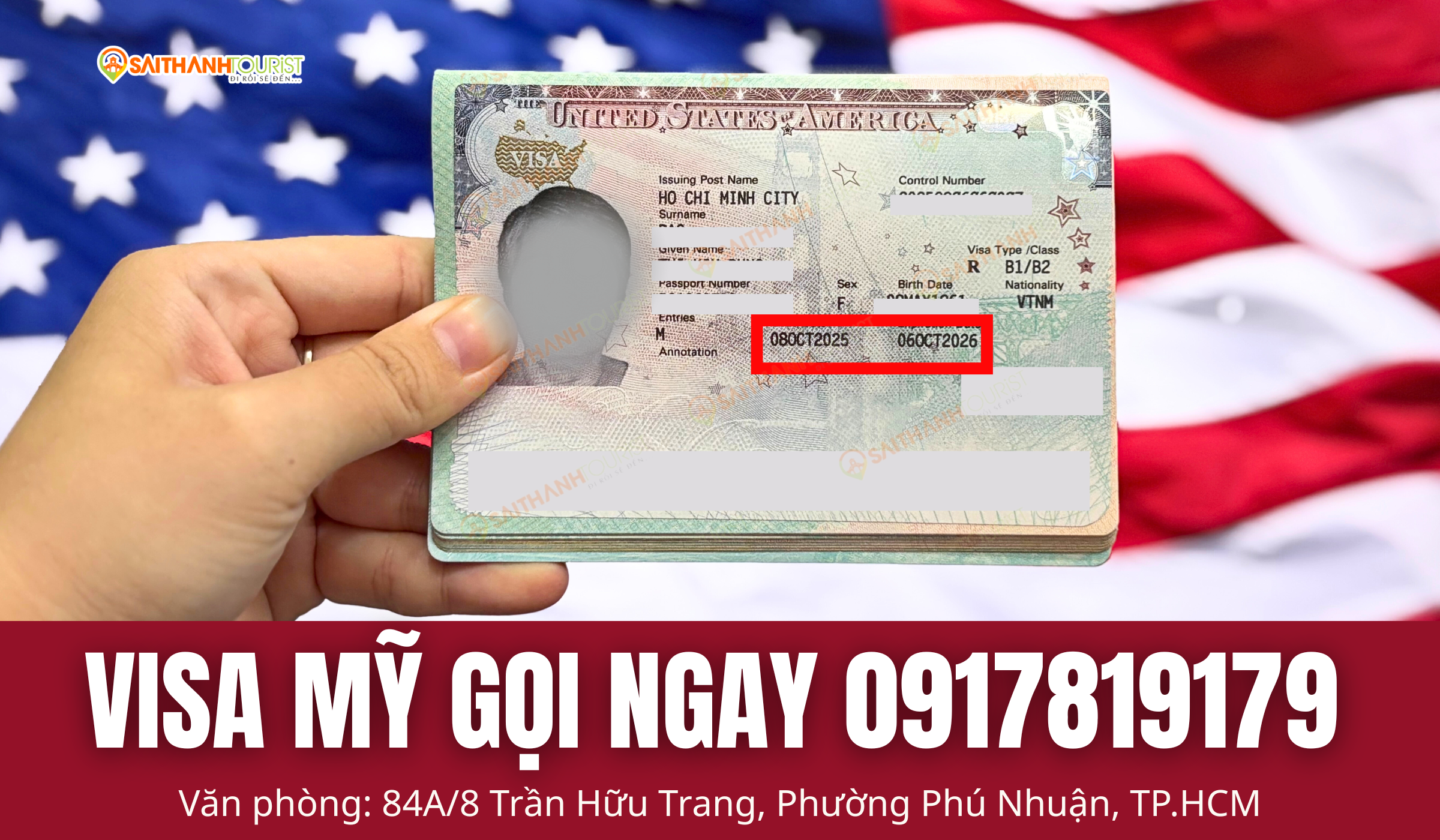 Visa Mỹ được cấp bởi Lãnh sự quán Hoa Kỳ – hình minh họa thực tế (Nguồn: Sài Thành Tourist)