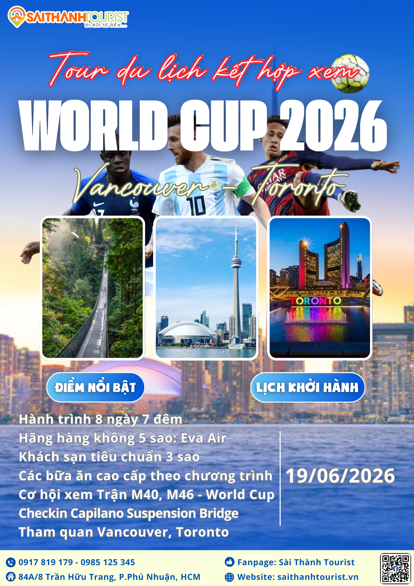 Tour du lịch World Cup 2026 kết hợp tham quan Vancouver và Toronto Canada