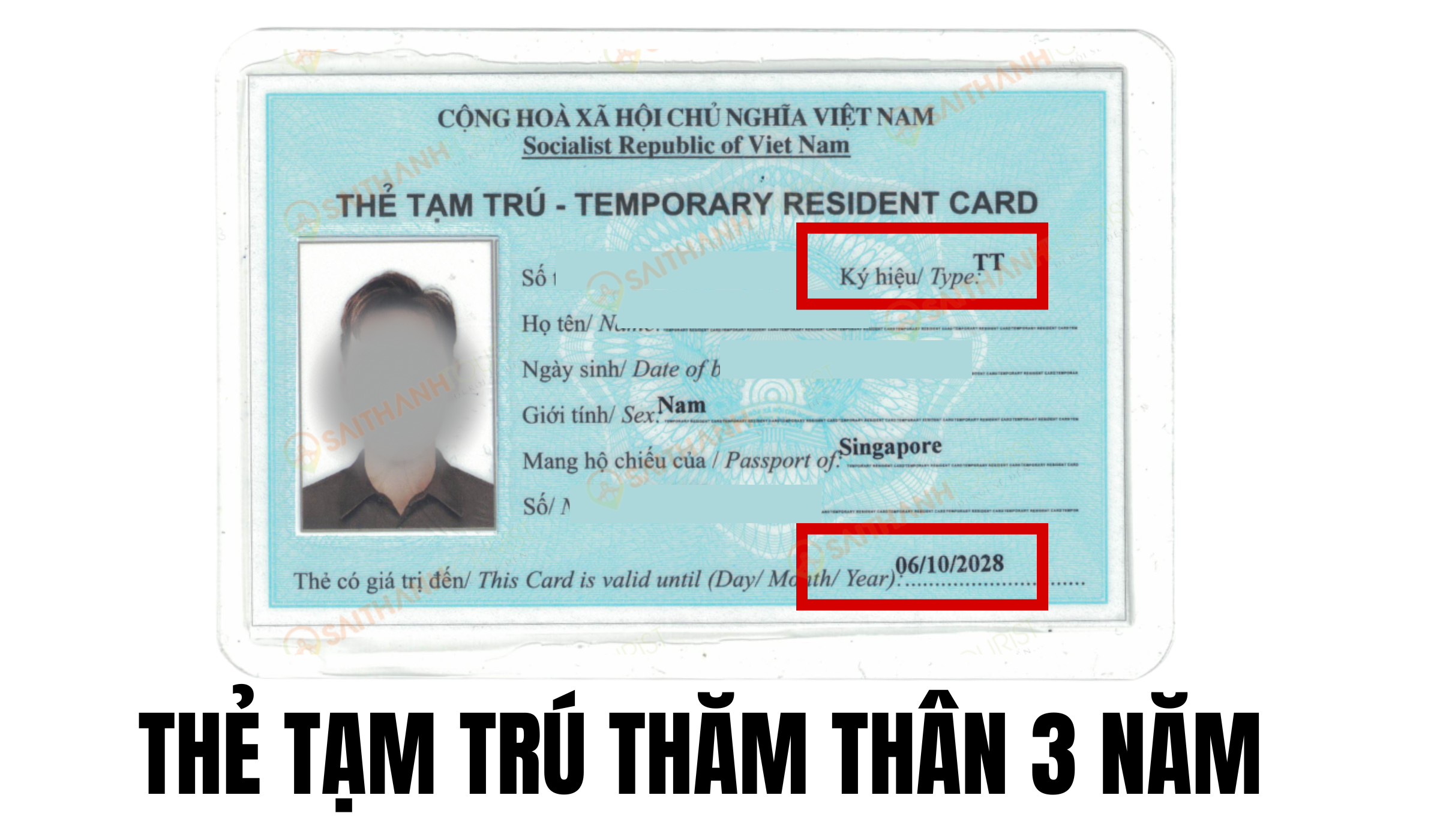 Mẫu thẻ tạm trú thăm thân ký hiệu TT Việt Nam